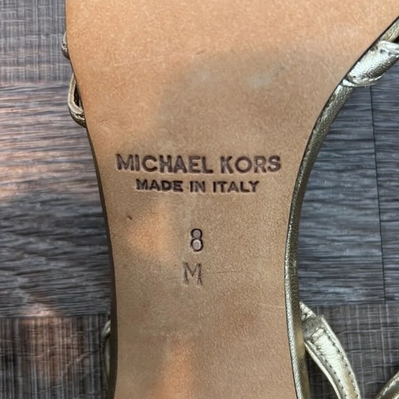Michael Kors Gold Metallic Sandal Slingback Heels size 8 - Picture 6 of 7